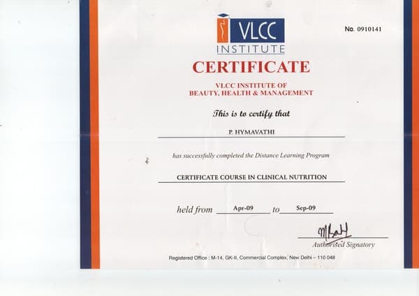 Certificate Course in Clinical Nutrition, VLCC Institute of Beauty, Health & Management
