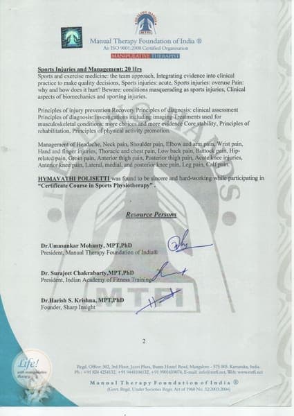 CCSP — Course Contents (Page 2), MTFI · Mangalore